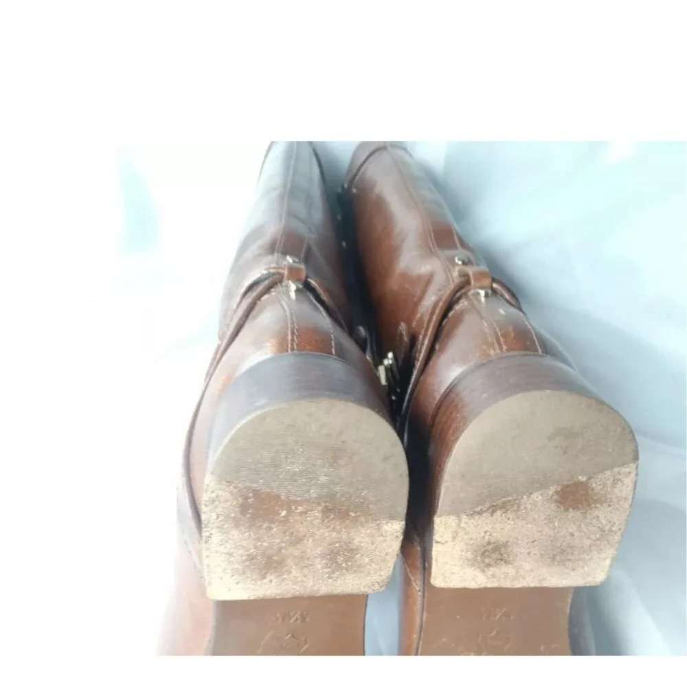 Tory Burch Calista Riding Boot Size 5.5 Cognac Brown Leather Retail $495